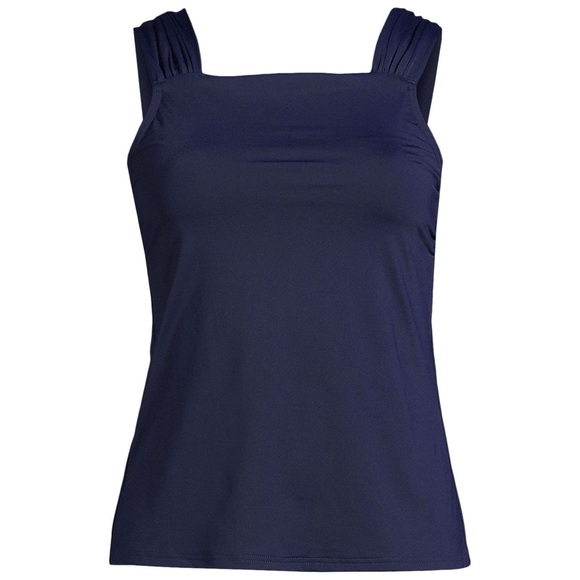 Lands end cap sleeve high neck tankini swimsuit top size 10 D Navy - Picture 5 of 5